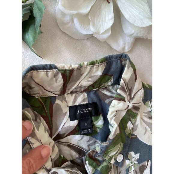 J. Crew Mens Hawaiian Leaf Print Button-Up Shirt Size S 100% Cotton Short Sleeve - Picture 6 of 8